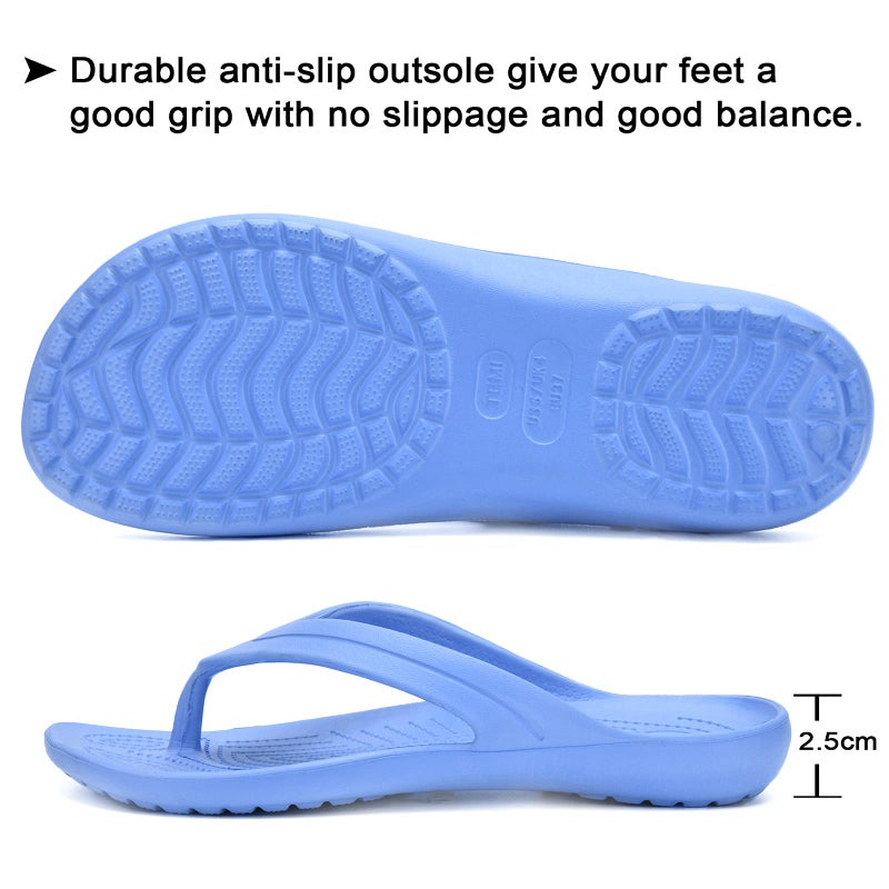 Temi Women's Flip Flops,Soft Lightweight Sandals for Women Anti Slip Casual Slippers Shower Beach Pool Bathroom Flat Slides Shoes - Image 5